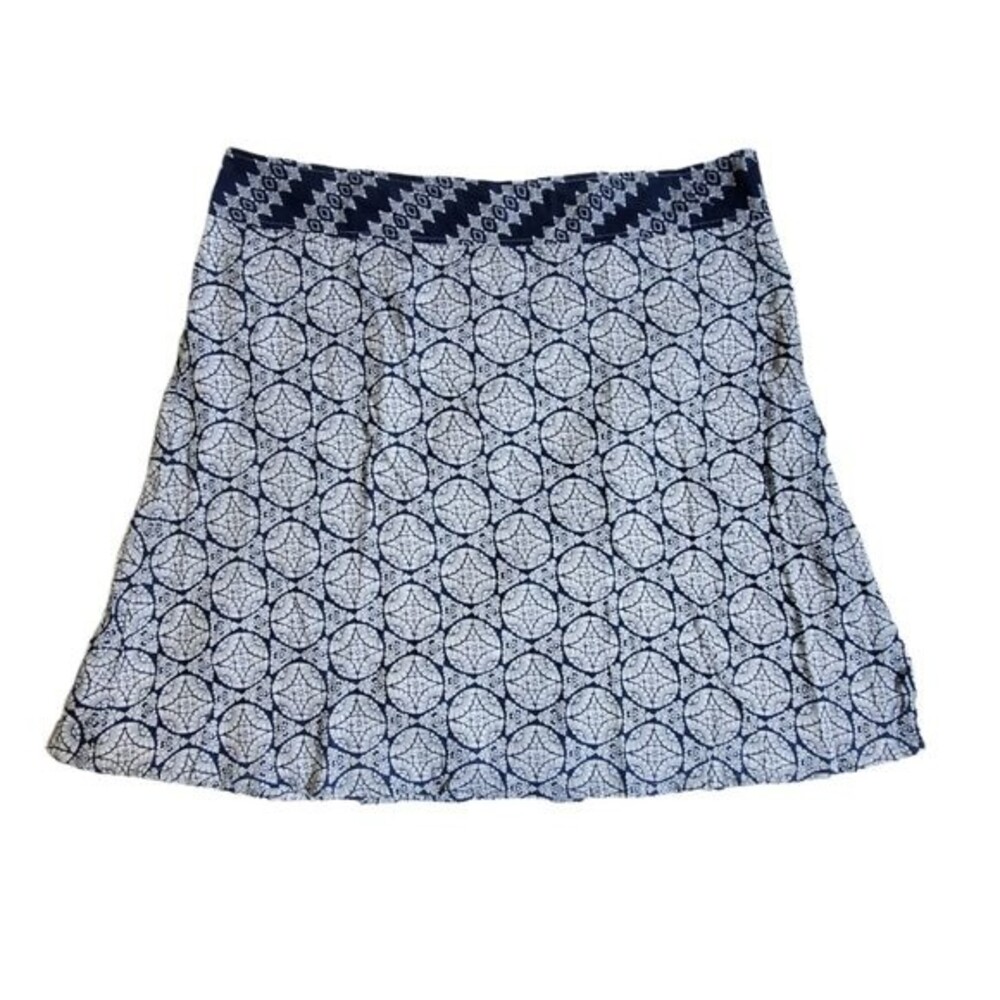 Eddie Bauer blue white geometric floral print skirt sz 20 Tall